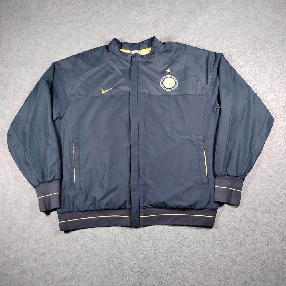 Nike Inter Milan Men's Track Jacket Size XL Navy Blue Gold Full Zip Vintage